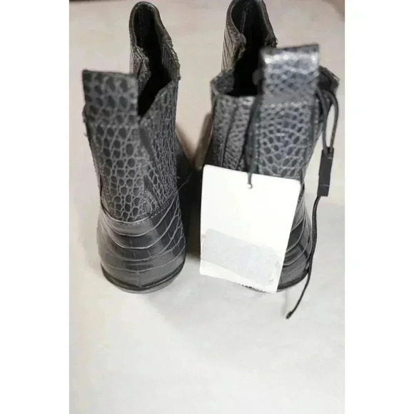 Zara Dark Grey Animal Print Mock Croc Cowboy Ankle Boots UK5 EU38 US7.5 - Picture 10 of 12